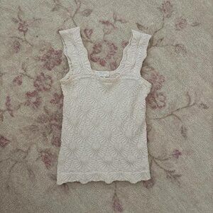 Free People Women's Cream and White Shirt